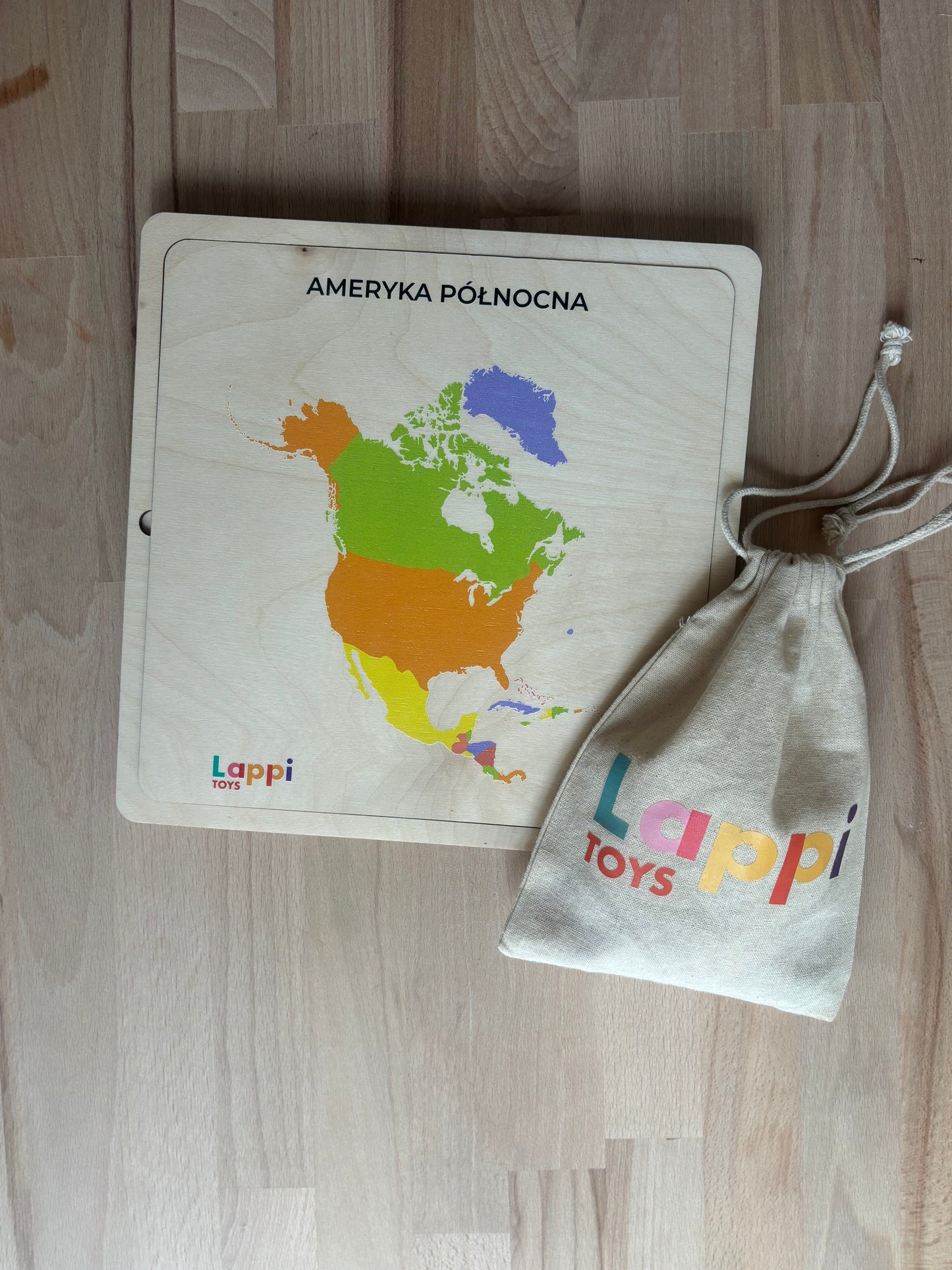 Drewniane układanki Montessori – Mapy kontynentów | Nauka Geografii i Flag | Edukacyjna Zabawka STEM