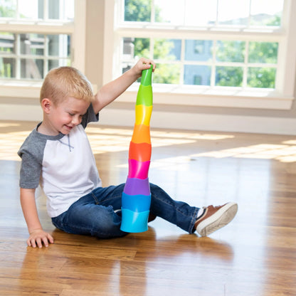wieża SpiroKu, Fat Brain Toy, piramidka dla dzieci, zabawka edukacyjna, zabawka sensoryczna, układanka dla dzieci, zabawka rozwijająca, kreatywna piramidka, zabawka logiczna, rozwój motoryki, prezent dla dziecka 3+, zabawka Montessori, kolorowa wieża
