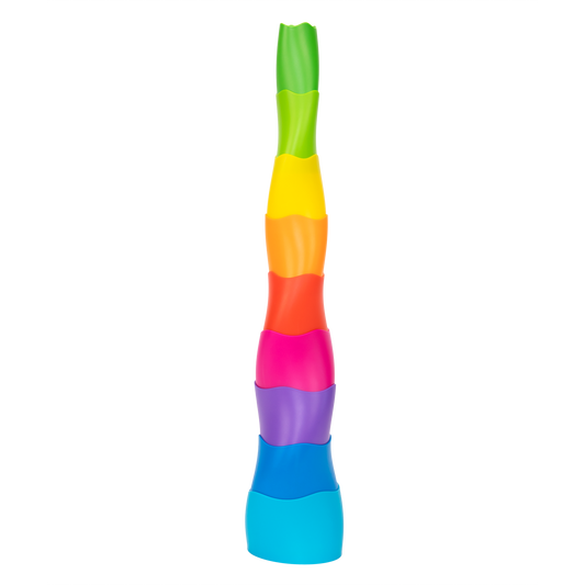 wieża SpiroKu, Fat Brain Toy, piramidka dla dzieci, zabawka edukacyjna, zabawka sensoryczna, układanka dla dzieci, zabawka rozwijająca, kreatywna piramidka, zabawka logiczna, rozwój motoryki, prezent dla dziecka 3+, zabawka Montessori, kolorowa wieża