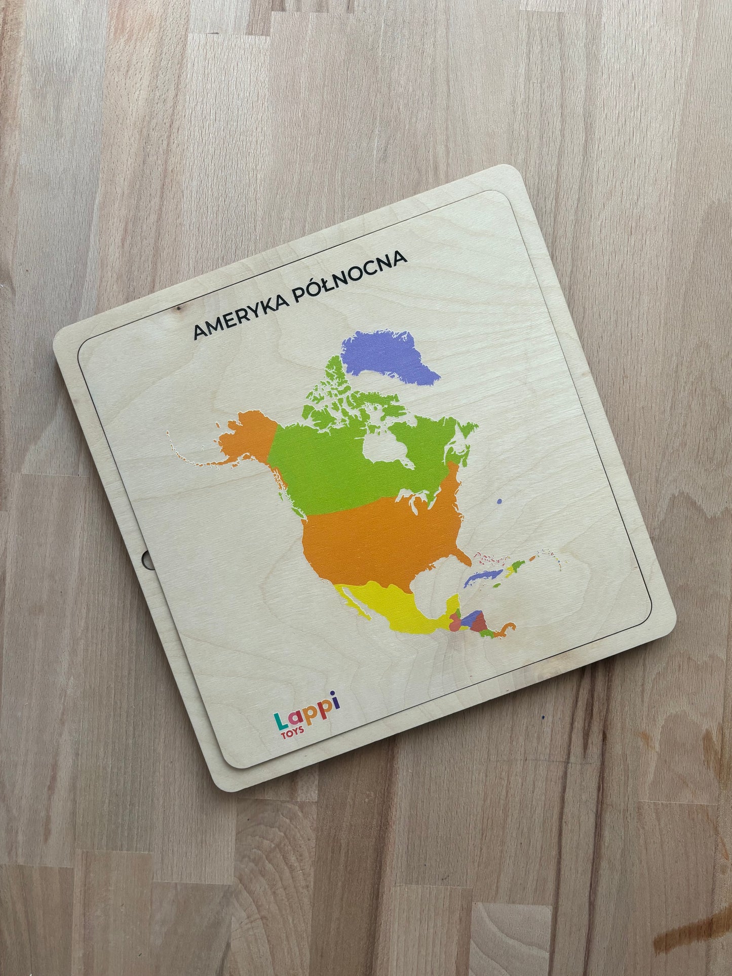 Drewniane układanki Montessori – Mapy kontynentów | Nauka Geografii i Flag | Edukacyjna Zabawka STEM