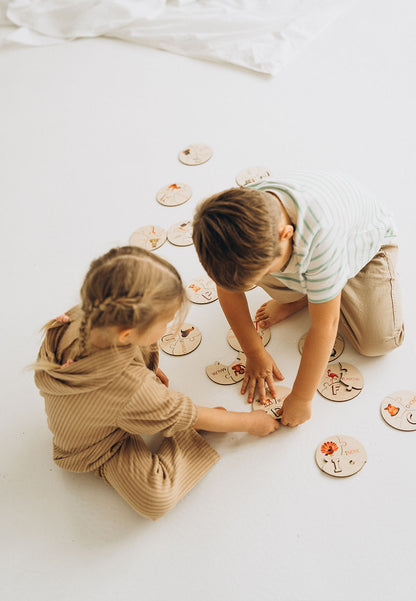 Puzzle edukacyjne „Alfabetyczne Zwierzątka” – Zabawka Montessori