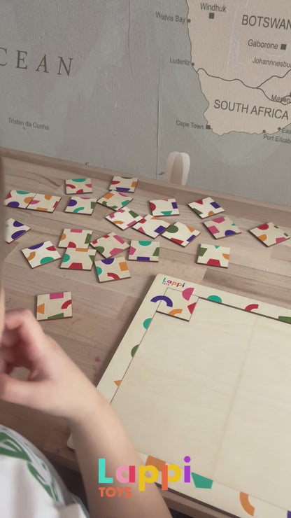 Drewniana Układanka Geometryczna Montessori – Nauka Figur i Logiczne Myślenie